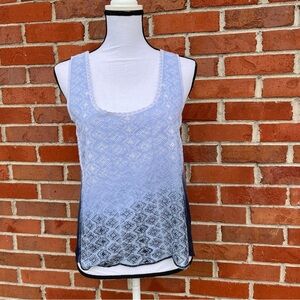 Gimmicks by BKE Boho Style Embroidered Lace Blue Ombre Dip Dye Tank Top Small